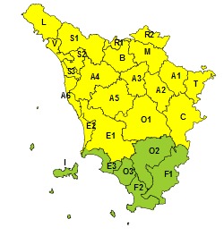 Codice giallo per rischio idrogeologico e temporali forti
