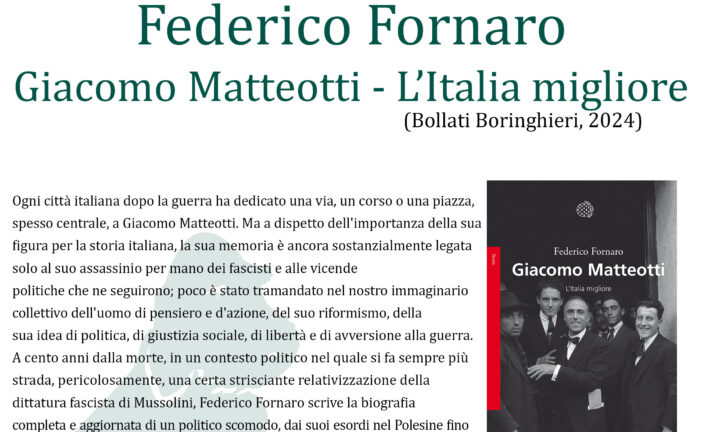 Alla Libreria Beccarelli la presentazione di “Giacomo Matteotti. L’Italia migliore”