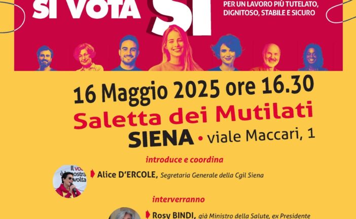 Incontro per 5 SI’ al Referendum su lavoro e cittadinanza: tra i relatori Rosy Bindi