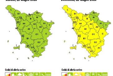 Codice giallo domenica 22 giugno su gran parte della Toscana