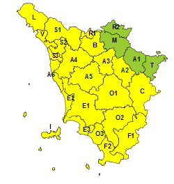 Resta il codice giallo di allerta su quasi tutta la regione