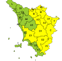 Codice giallo per temporali dalle 13 alle 22 di oggi 2 luglio