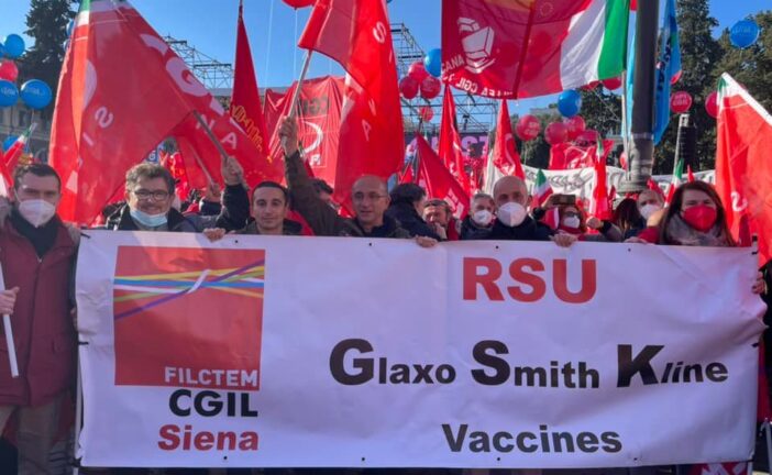 Filctem Cgil Siena: obiettivo ‘Preference to Leave’ GSK non raggiunto a fine giugno