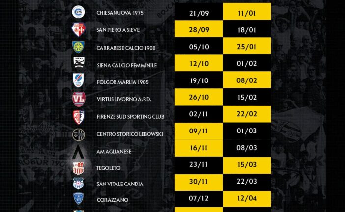 Il campionato del Siena CF comincia il 21 settembre