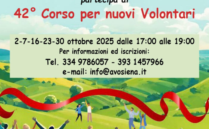 Avo Siena: al via il 42° Corso per volontari