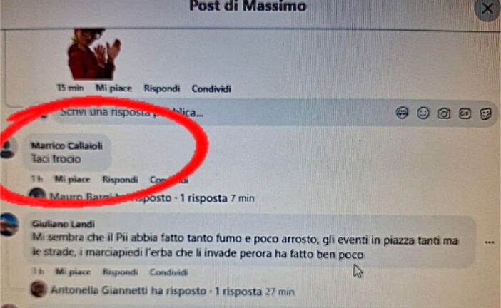 “Taci f….o”: offesa omofoba sotto l’intervista a Riccardo Vannetti