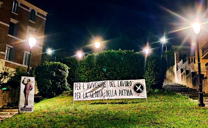 Una gigantografia ed uno striscione: il Selvaggio ricorda Filippo Corridoni