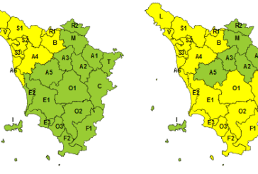 Codice giallo per maltempo in arrivo da questa sera