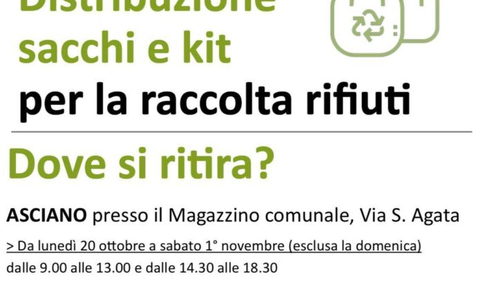 Asciano: da lunedì parte la consegna dei kit per la differenziata ad Arbia