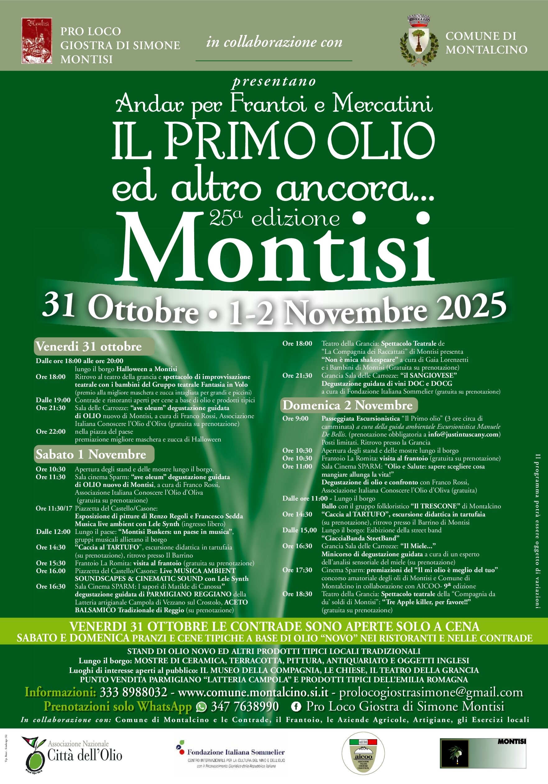 Montisi: il primo olio e altro ancora dal 31 ottobre al 2 novembre