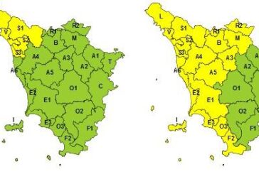Codice giallo per pioggia e temporali tra lunedì 20 e martedì 21