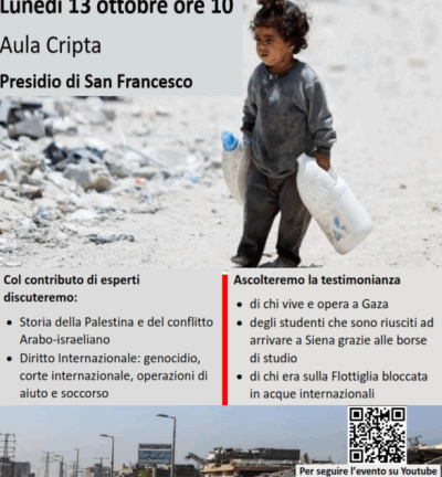 Riflessione e analisi sulla situazione di Gaza all’Università di Siena