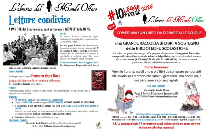 Iniziano le “Lettura condivise” della Libreria del Mondo offeso