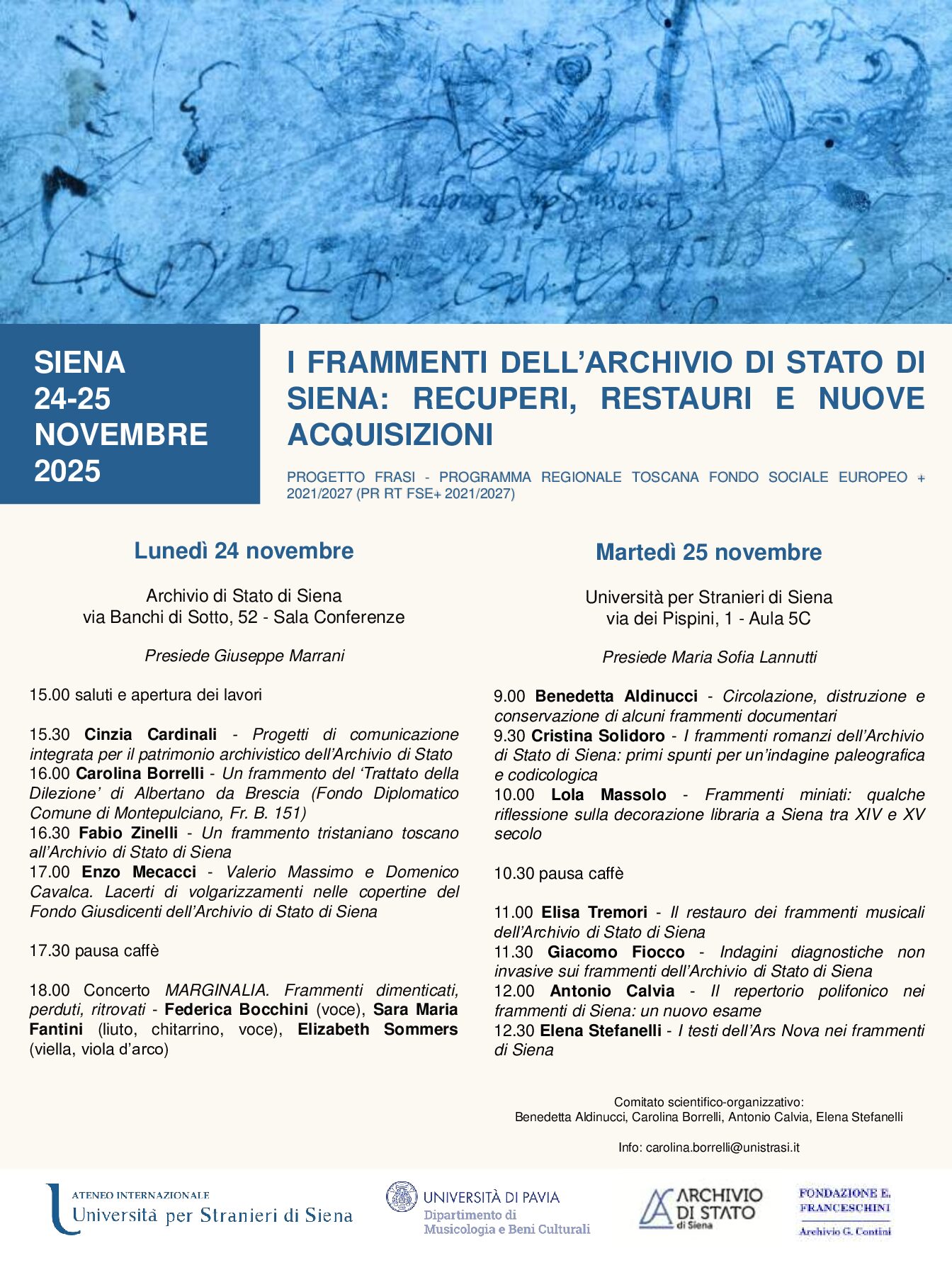 All’Archivio di Stato si parla de “I frammenti recuperati”