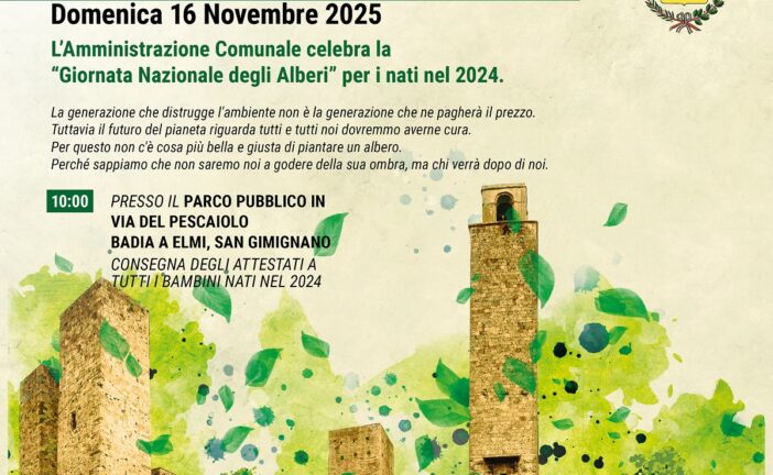 Festa dell’Albero a San Gimignano dedicata ai nuovi nati nel 2024