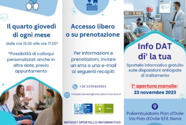 Poliambulatorio di Pian d’Ovile: continuano gli open day dello sportello DAT