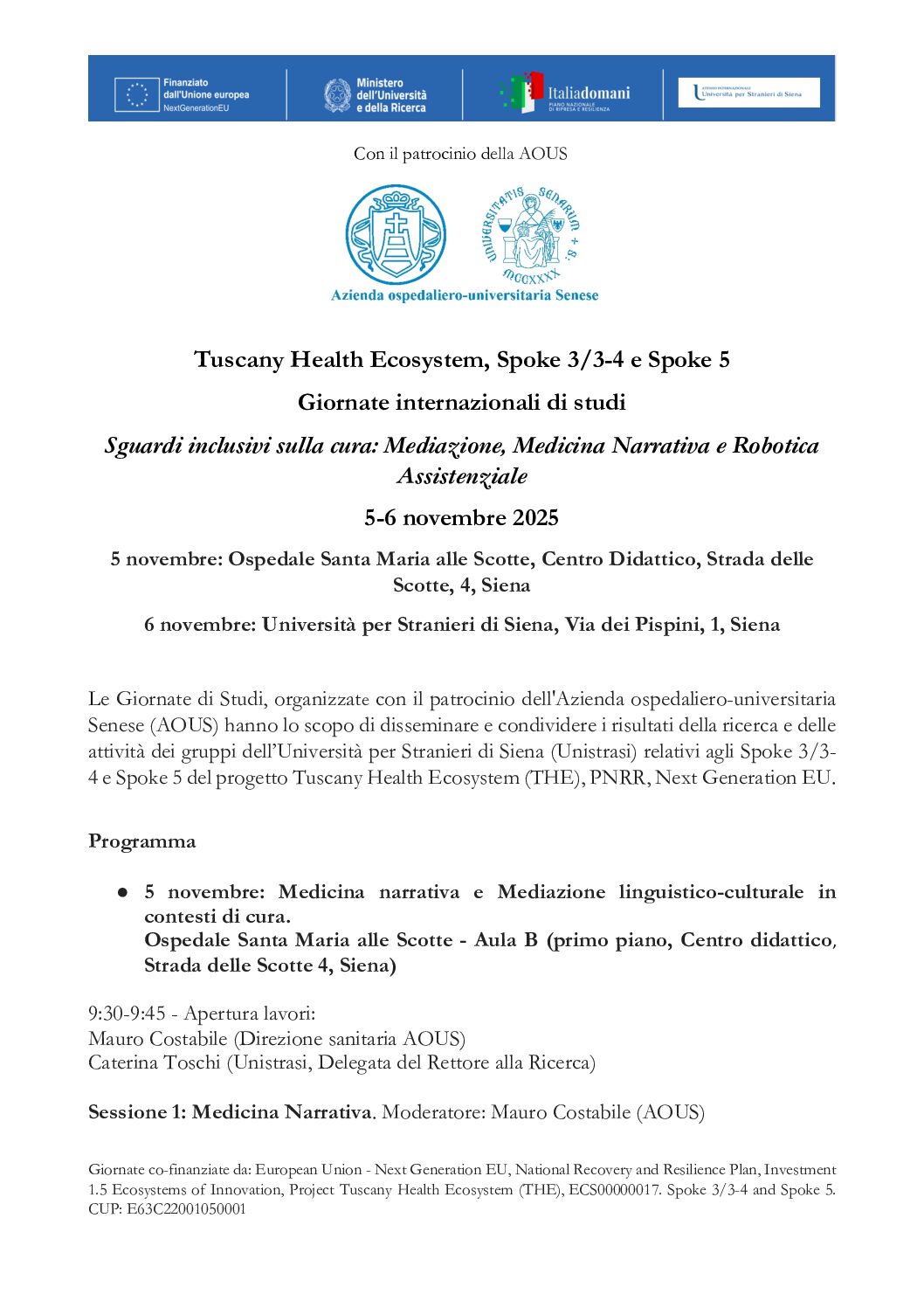 Sguardi inclusivi sulla cura: giornate di studi del progetto THE