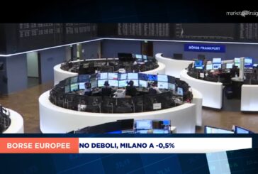 AVVIO DEBOLE PER L’EUROPA, MILANO -0,5% IN CODA TORNA SOTTO I 43MILA