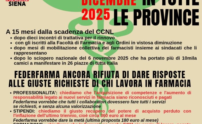 Farmacisti in assemblea presso la Camera del Lavoro di Siena 