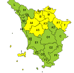 Pioggia, neve e vento: codice giallo in Toscana il 24 dicembre