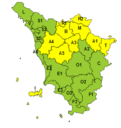 Pioggia, neve e vento: codice giallo in Toscana il 24 dicembre