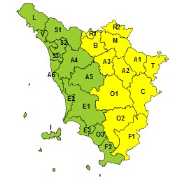 Allerta gialla per neve in mezza Toscana