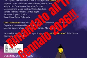 “La Befana vien volando… sulle note di Liricorando” rinviato all’11 gennaio