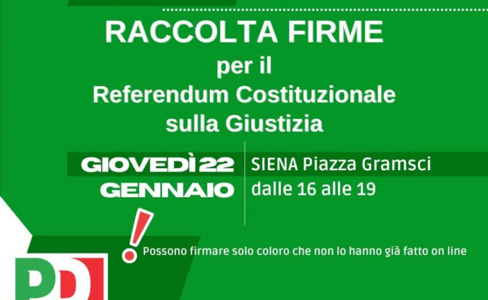 PD: una raccolta di firme in piazza Gramsci contro la riforma della Giustizia