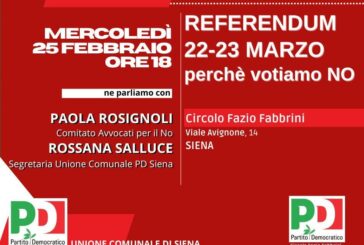 Referendum: incontro informativo PD al Circolo Fabbrini
