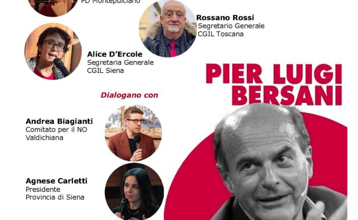 Referendum: Bersani a Montepulciano per la campagna del NO