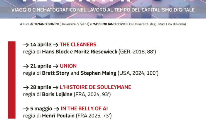 Il 14 aprile la prima proiezione del ciclo “Nel ventre degli algoritmi”