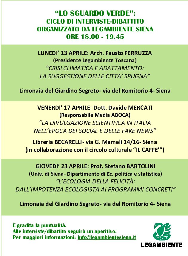 Legambiente Siena presenta “Lo sguardo verde”