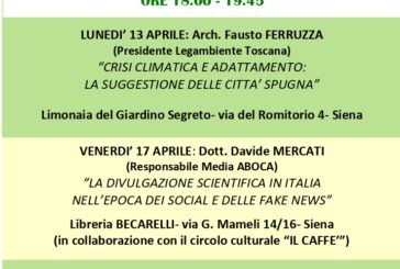 “Lo sguardo verde”: ciclo di incontri promossi da Legambiente Siena
