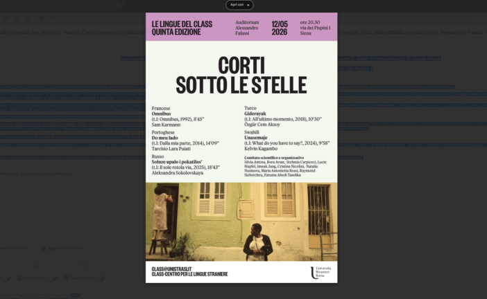 Martedì 12 maggio due iniziative all’Università per Stranieri in via Pispini