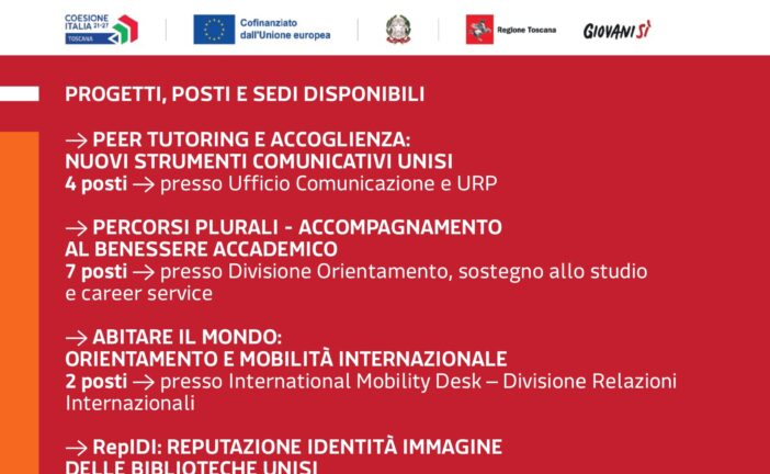 Servizio Civile Regionale: 23 posti all’Università di Siena