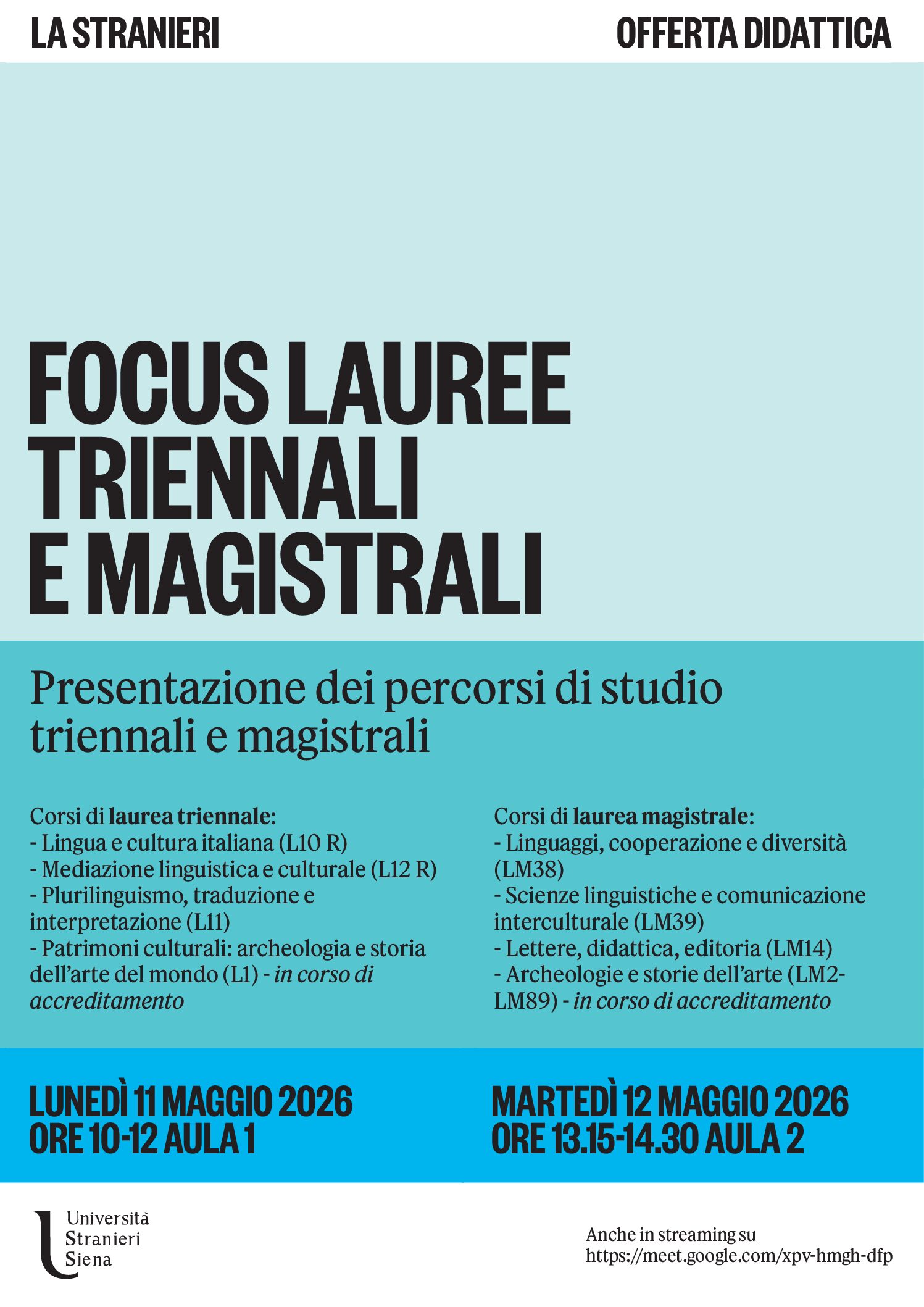 Focus sui corsi di Laurea Triennale e Magistrale di Unistrasi