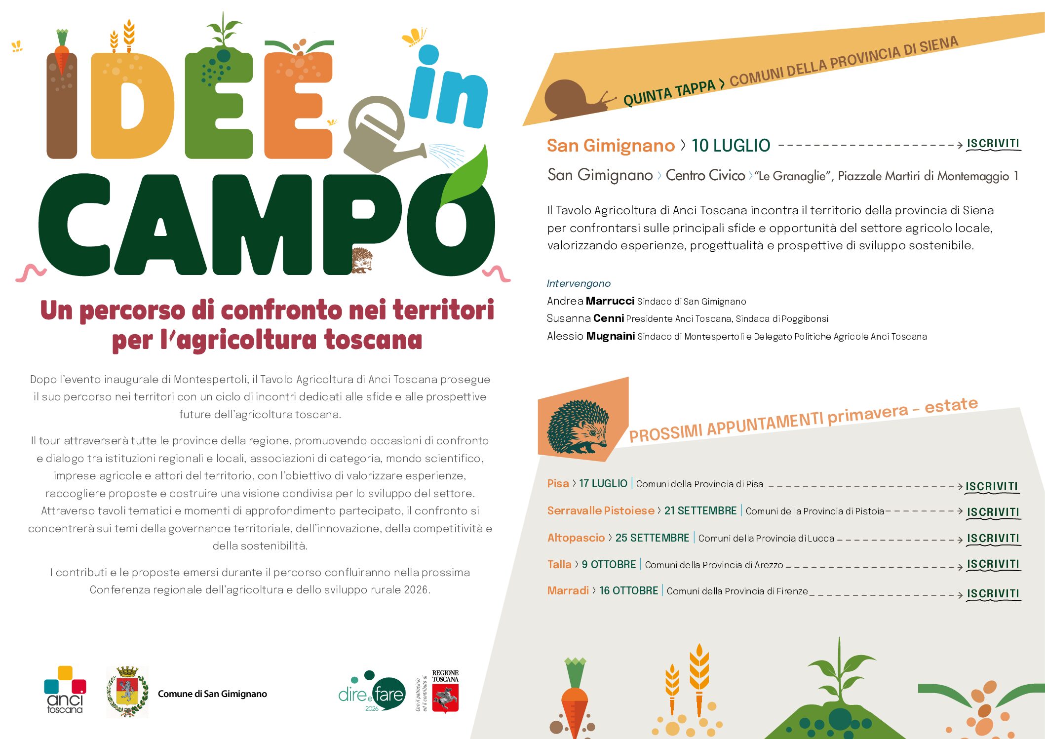 “Idee in campo”: fa tappa a San Gimignano l’iniziativa di Anci Toscana