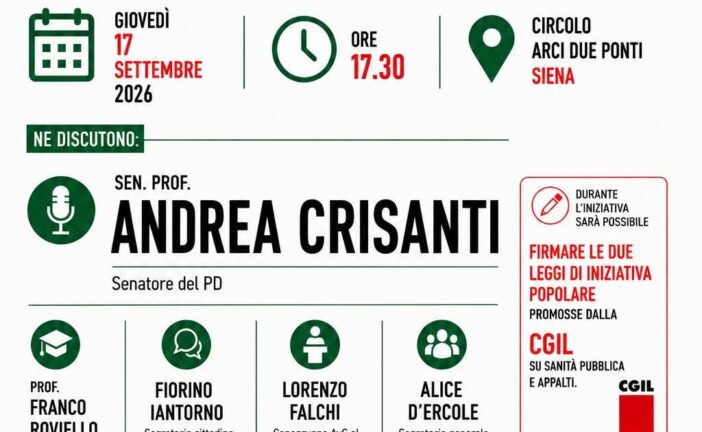 Iniziativa di AVS sulla sanità: appuntamento il 17 settembre con Andrea Crisanti