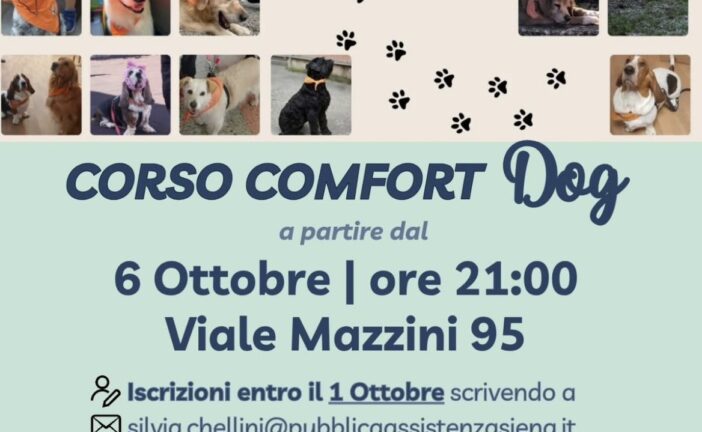 La PA Siena propone un corso per soccorritori e uno per “Confort dog”