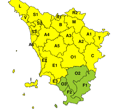 Pioggia e temporali: codice giallo il 17 su gran parte della Toscana