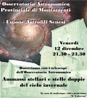 Osservazione del cielo invernale a Montarrenti