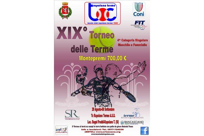 Rapolano: al via il 19° Torneo delle Terme di tennis